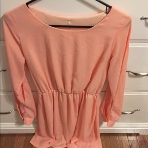 Peach dress with cut out sleeves